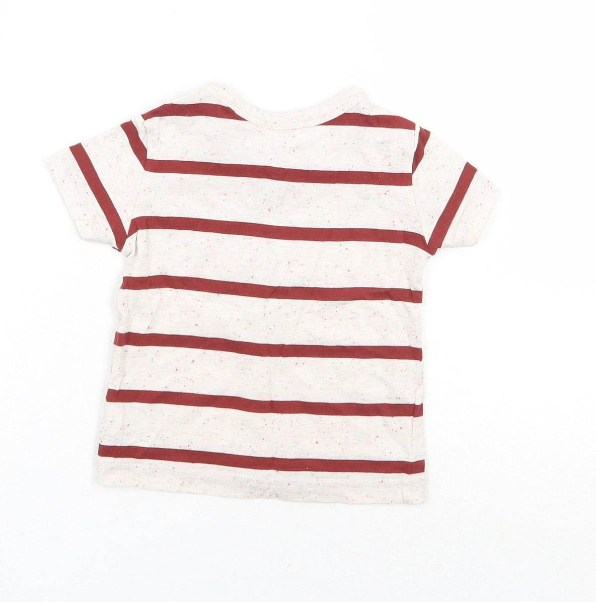 Back view of Next boys’ ivory striped basic t-shirt, size 3-6, months