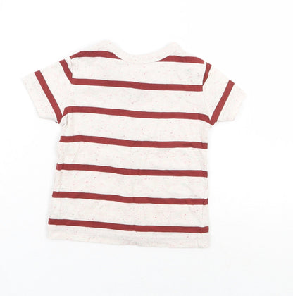Back view of Next boys’ ivory striped basic t-shirt, size 3-6, months