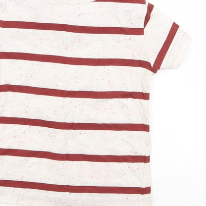Brand and care label for Next boys’ ivory striped basic t-shirt, size 3-6, months