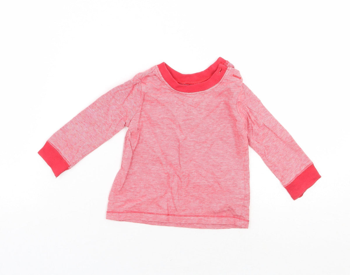 Additional front view of F&F boys’ red striped basic t-shirt, size 3-6, months