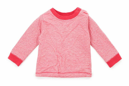 Front view of F&F boys’ red striped basic t-shirt, size 3-6, months