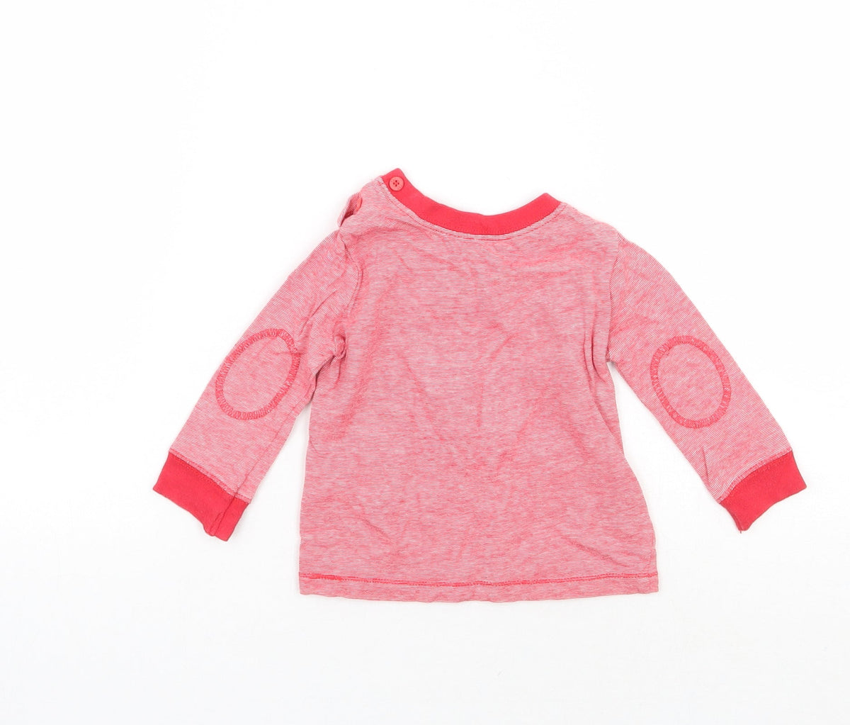 Back view of F&F boys’ red striped basic t-shirt, size 3-6, months