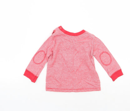 Back view of F&F boys’ red striped basic t-shirt, size 3-6, months