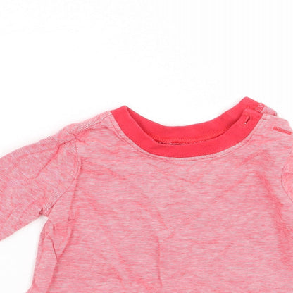Close-up detail of F&F boys’ red striped basic t-shirt, size 3-6, months