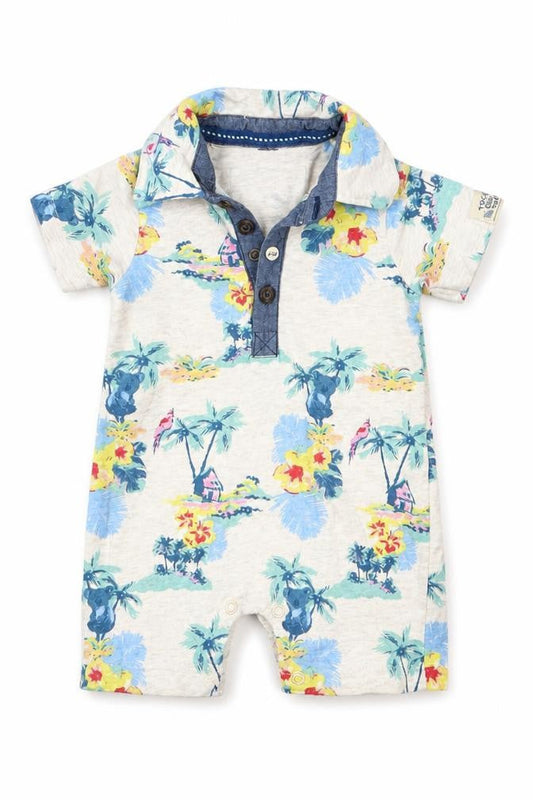 Front view of RJR.John Rocha girls’ grey floral babygrow one-piece, size 0-3, months