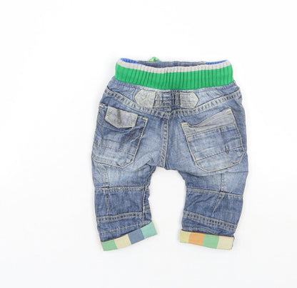 Back view of Next boys’ blue cargo jeans, size 3-6, months