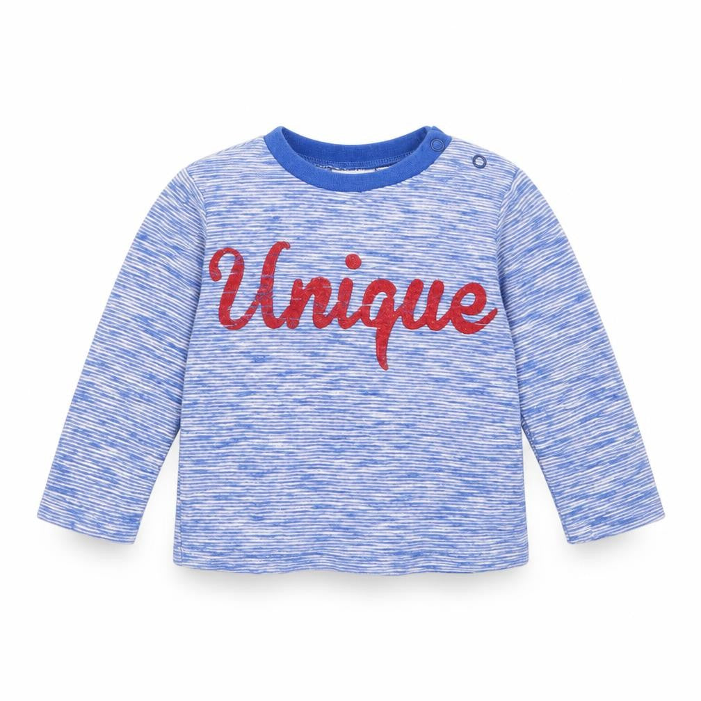 Front view of F&F boys’ blue camisole t-shirt, size 3-6, months