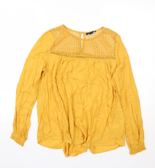 Womens UK Size 8 Newlook Yellow Basic Blouse