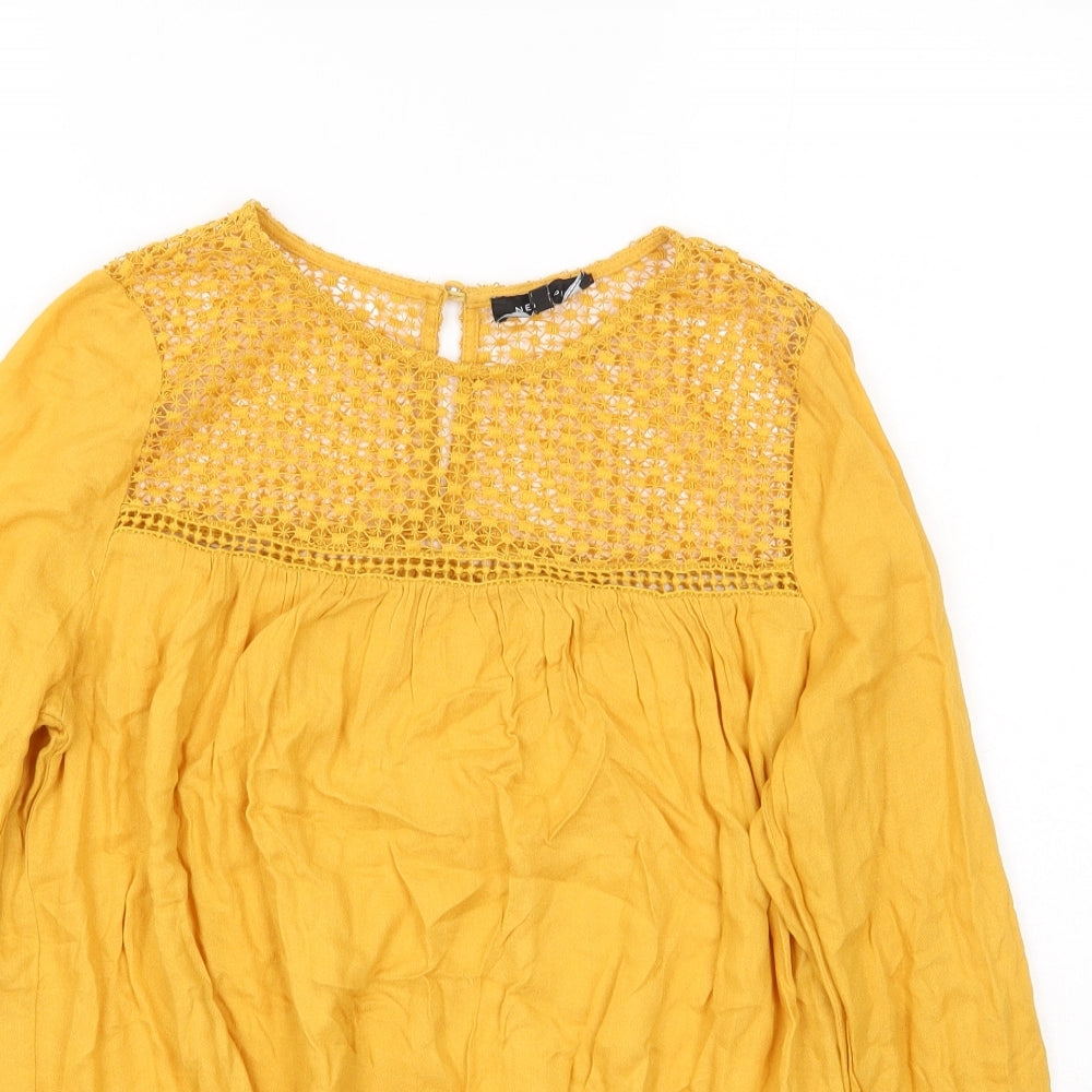 Womens UK Size 8 Newlook Yellow Basic Blouse