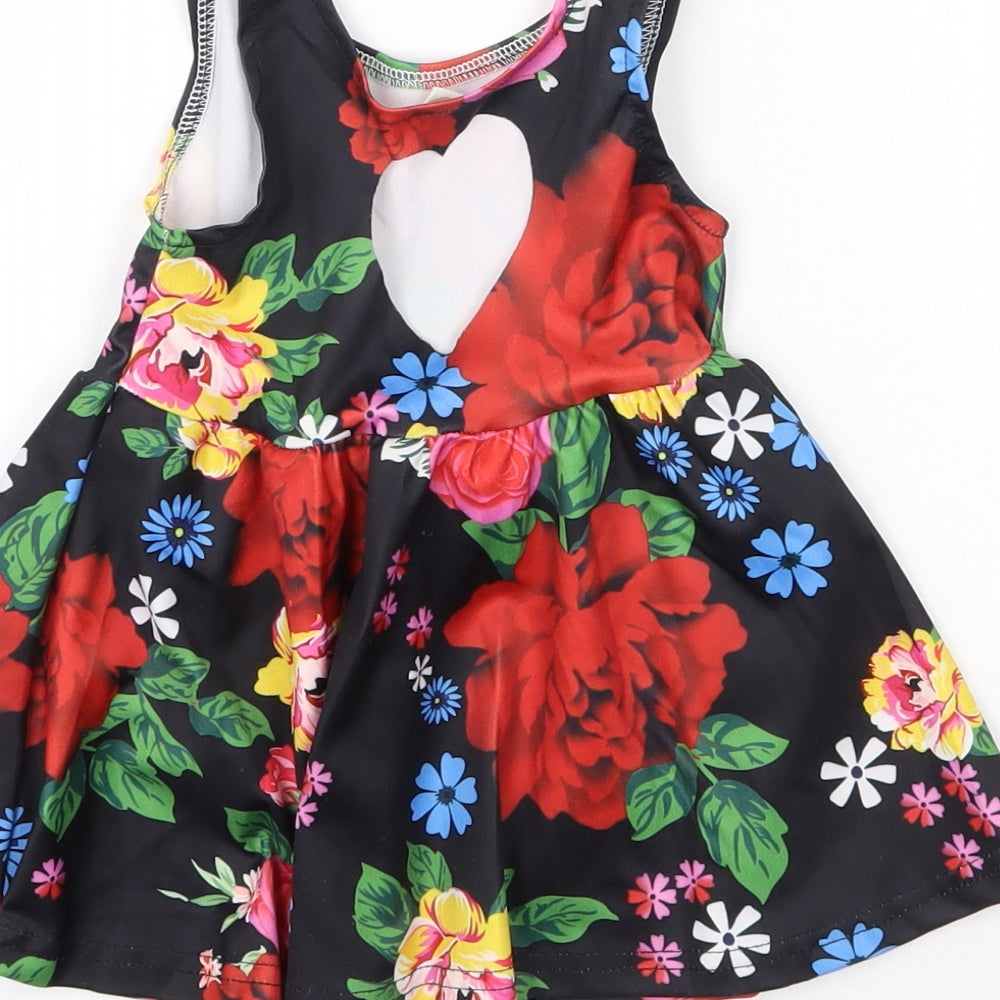 Prewoen Girls Black Floral  A-Line  Size 12 Months