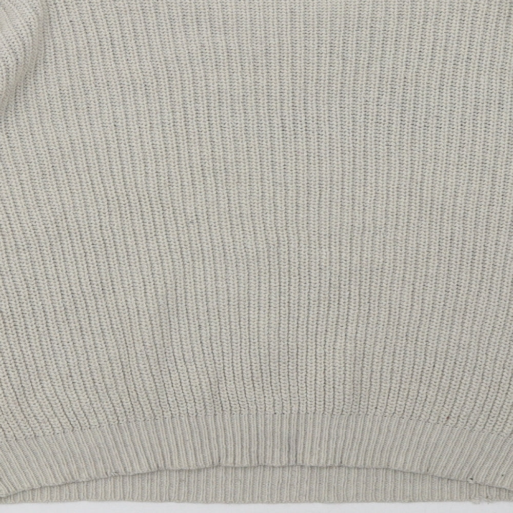 Brand and care label for wild flower women’s beige striped pullover sweatshirt, size L