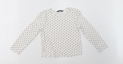 Front view of Primark girls’ white polka dot pullover sweatshirt, size 7-8, years