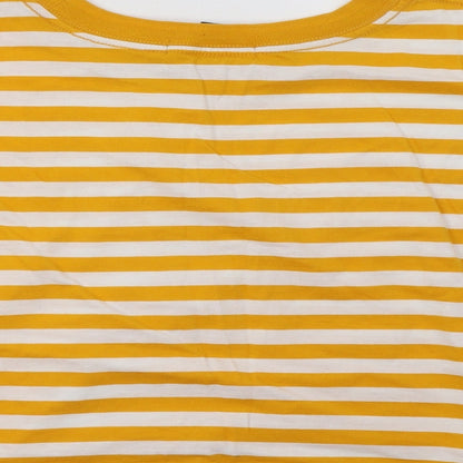 FOREVER 21 Womens Yellow Striped  Cropped T-Shirt Size M