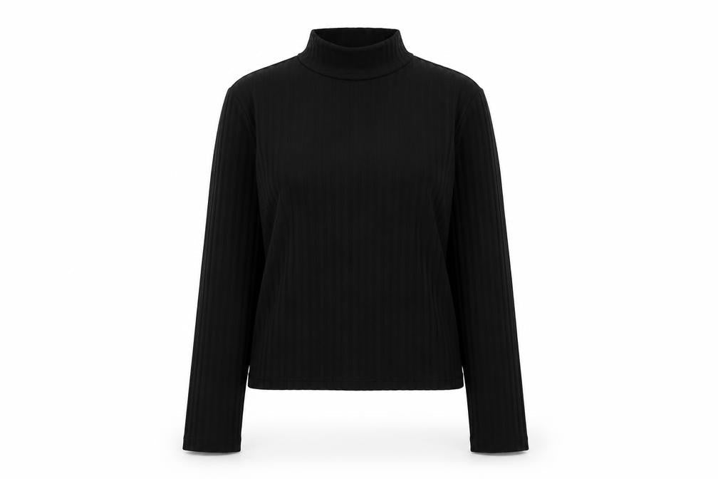Front view of H&M women’s black pullover sweatshirt, size S