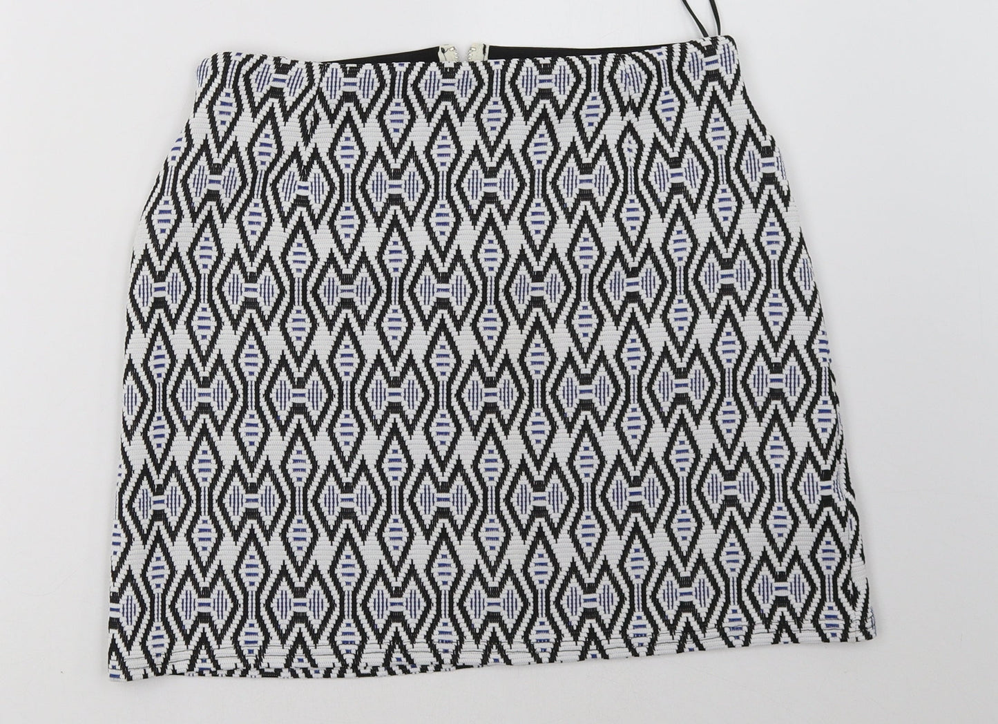 New Look Womens Blue Geometric  A-Line Skirt Size 12
