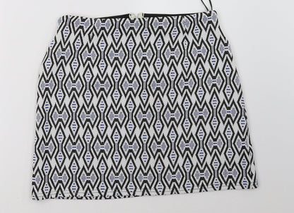 New Look Womens Blue Geometric  A-Line Skirt Size 12