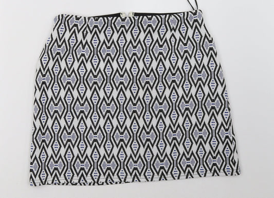 New Look Womens Blue Geometric  A-Line Skirt Size 12