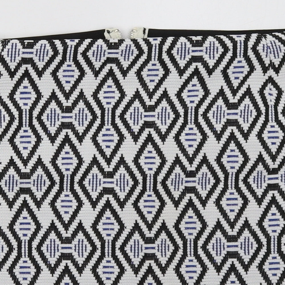 New Look Womens Blue Geometric  A-Line Skirt Size 12