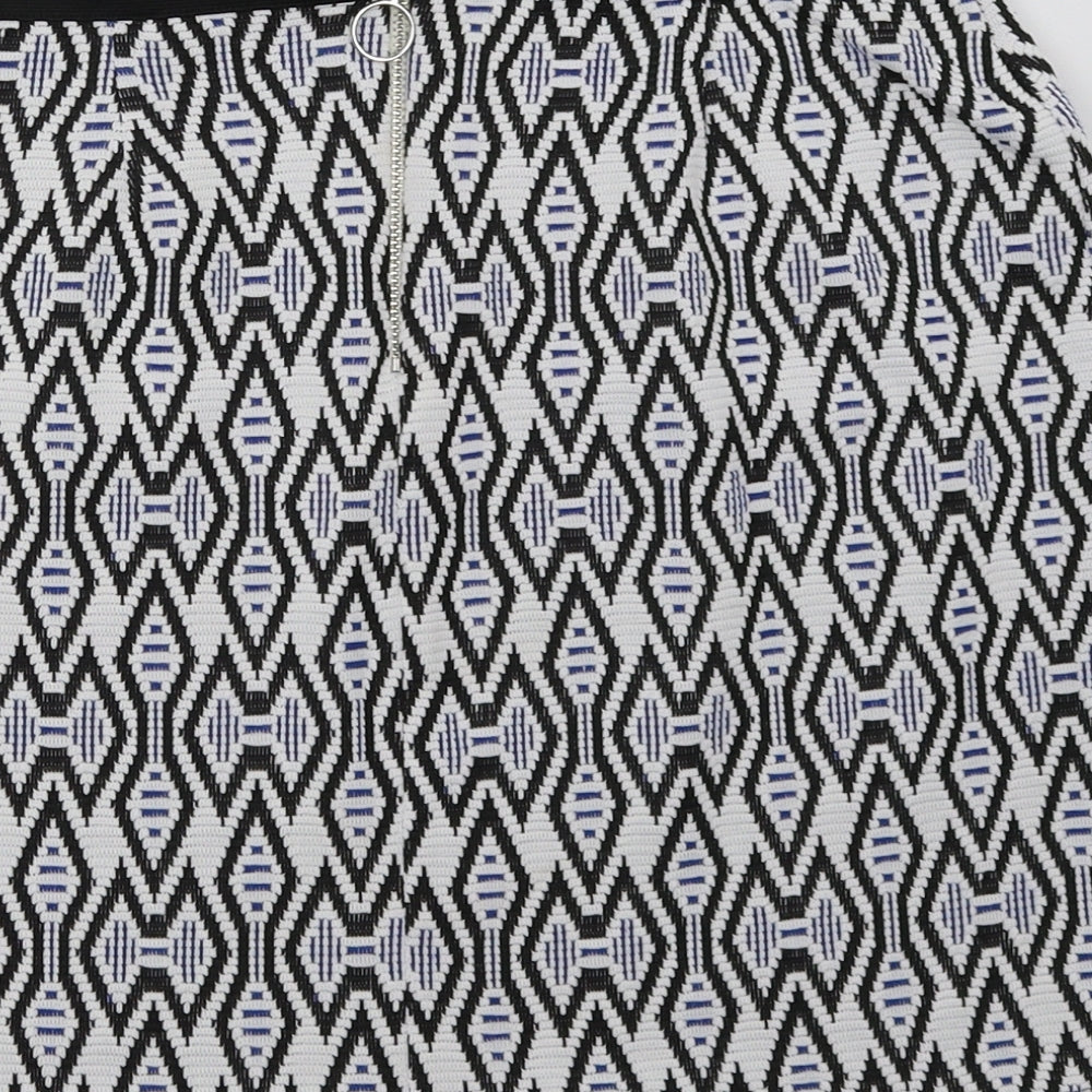 New Look Womens Blue Geometric  A-Line Skirt Size 12