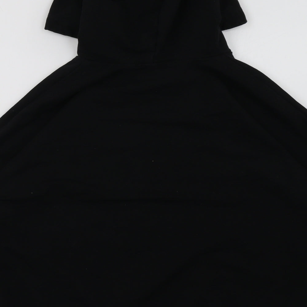 Brand and care label for Fancyqube women’s black pullover hoodie, size S, - friends