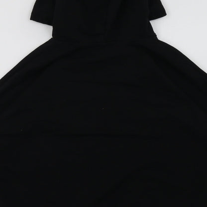 Brand and care label for Fancyqube women’s black pullover hoodie, size S, - friends