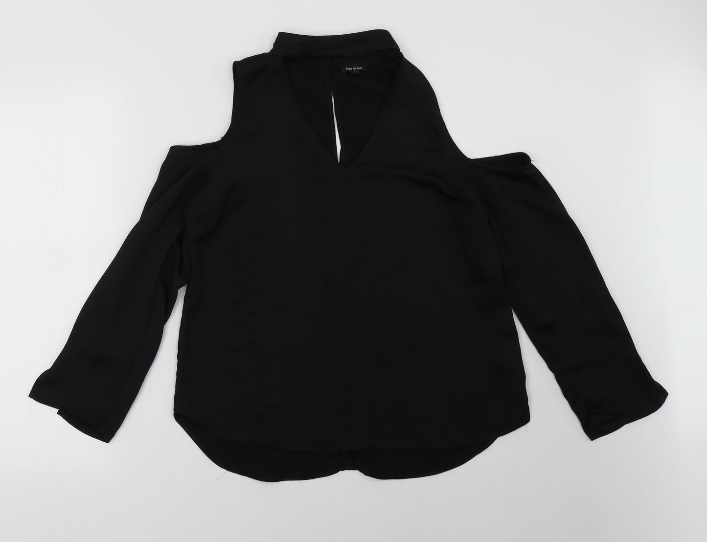 Womens UK Size 10 River Island Black Basic Blouse