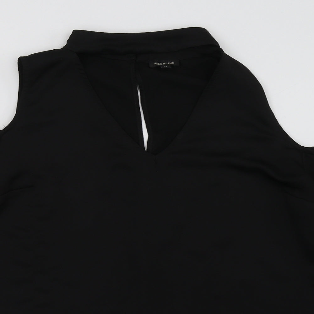 Womens UK Size 10 River Island Black Basic Blouse