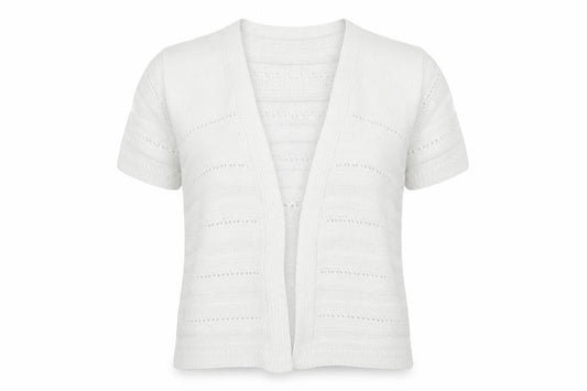 Front view of Isle women’s white cardigan jumper, size S