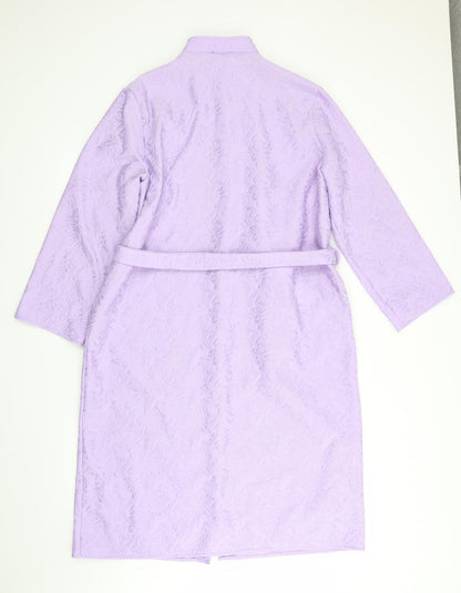 Preworn Womens Purple Floral   Robe   - Lilac Mandarin Collar Embossed pattern