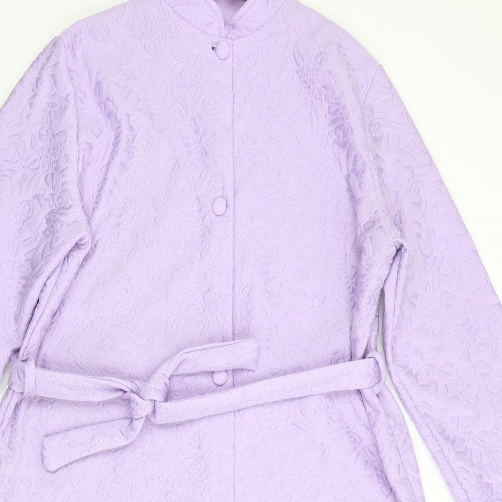 Preworn Womens Purple Floral   Robe   - Lilac Mandarin Collar Embossed pattern