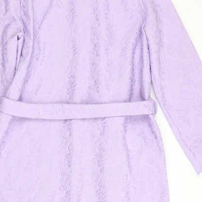 Preworn Womens Purple Floral   Robe   - Lilac Mandarin Collar Embossed pattern