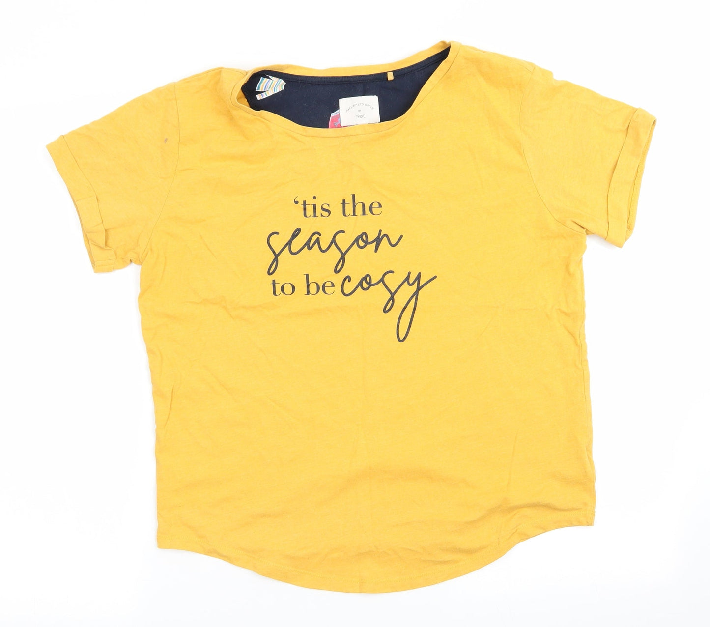 NEXT Womens Yellow Solid   Pyjama Top Size S  - Tis the season to be cosy Mustard Colour