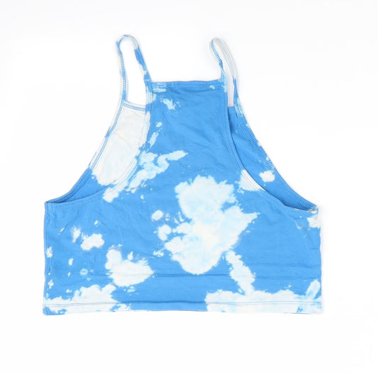 Womens UK Size M Divided Blue Cropped Tank