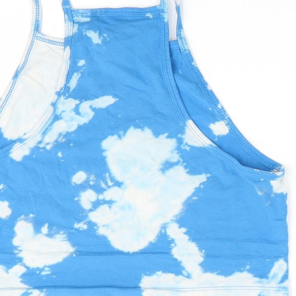 Womens UK Size M Divided Blue Cropped Tank