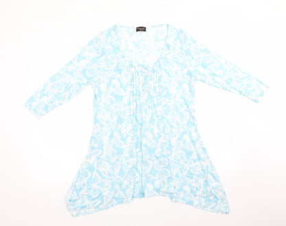 Originals Womens Blue Animal Print   Dress Size 14  - White butterflies pintucks