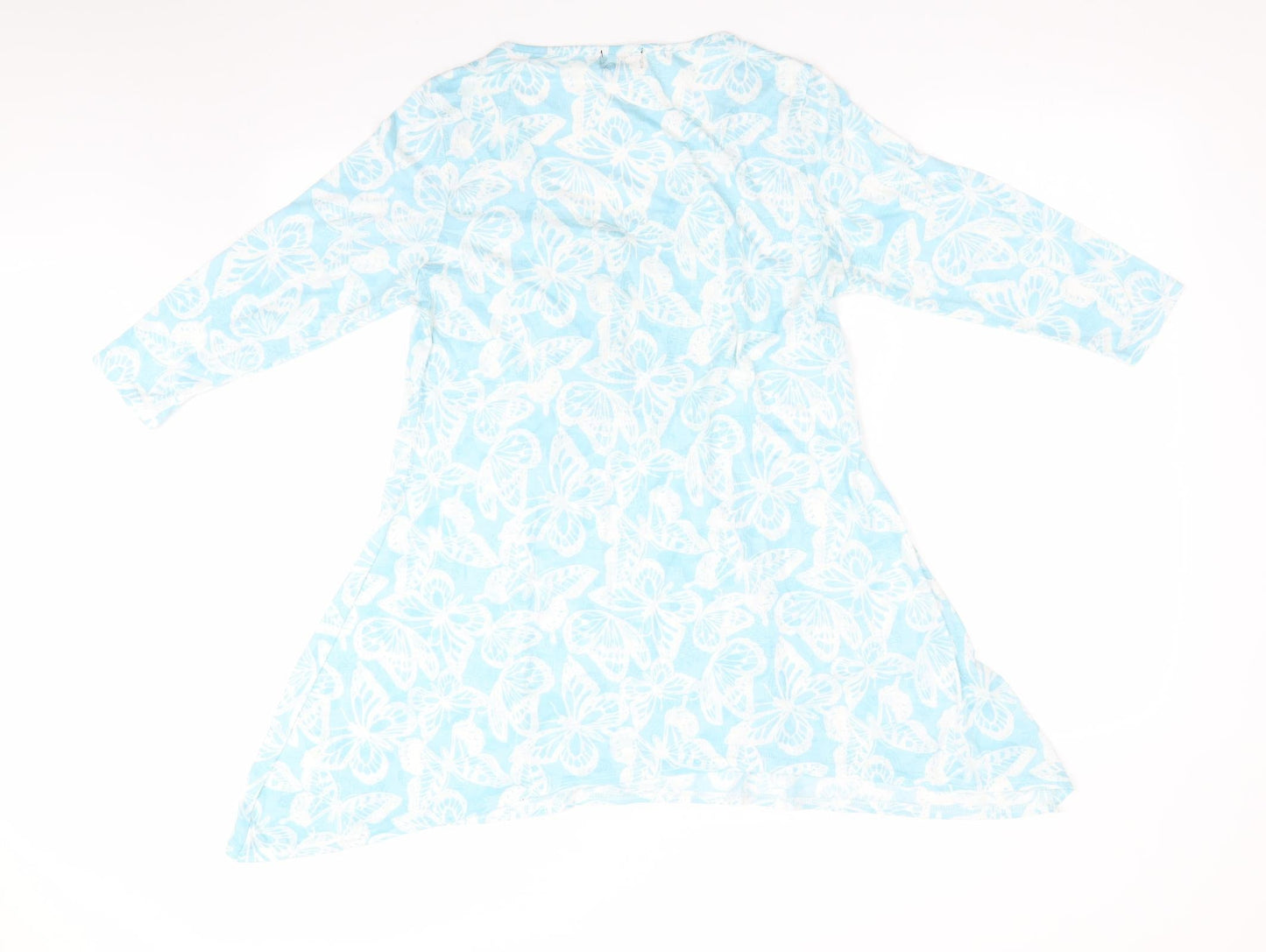 Originals Womens Blue Animal Print   Dress Size 14  - White butterflies pintucks