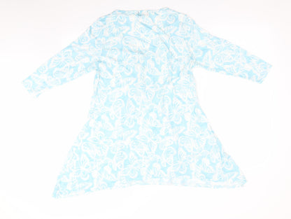 Originals Womens Blue Animal Print   Dress Size 14  - White butterflies pintucks
