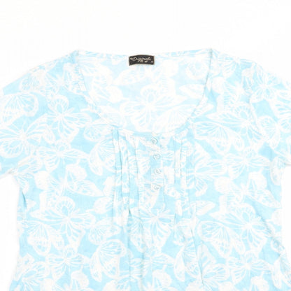 Originals Womens Blue Animal Print   Dress Size 14  - White butterflies pintucks