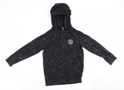Florence and Fred Boys Black   Full Zip Hoodie Size 6-7 Years  - Future - white dash pattern