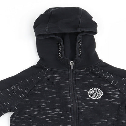 Florence and Fred Boys Black   Full Zip Hoodie Size 6-7 Years  - Future - white dash pattern