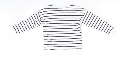 Primark Girls Blue Striped  Pullover Sweatshirt Size 3-4 Years  - Blue & White Stripe and Bonjour in red