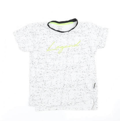 Primark Boys Ivory   Basic T-Shirt Size 6-7 Years  - Legend - black fleck print