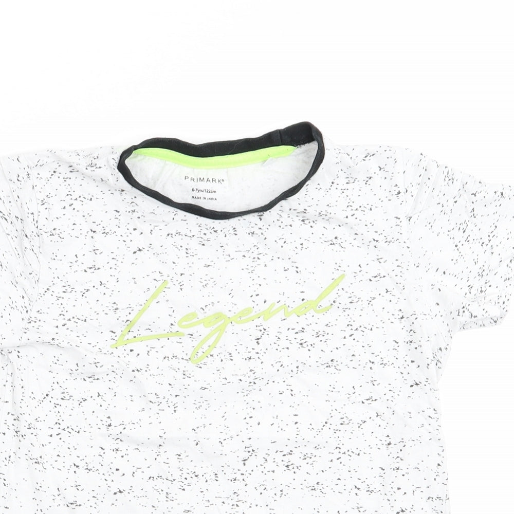 Primark Boys Ivory   Basic T-Shirt Size 6-7 Years  - Legend - black fleck print