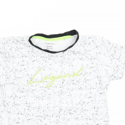 Primark Boys Ivory   Basic T-Shirt Size 6-7 Years  - Legend - black fleck print