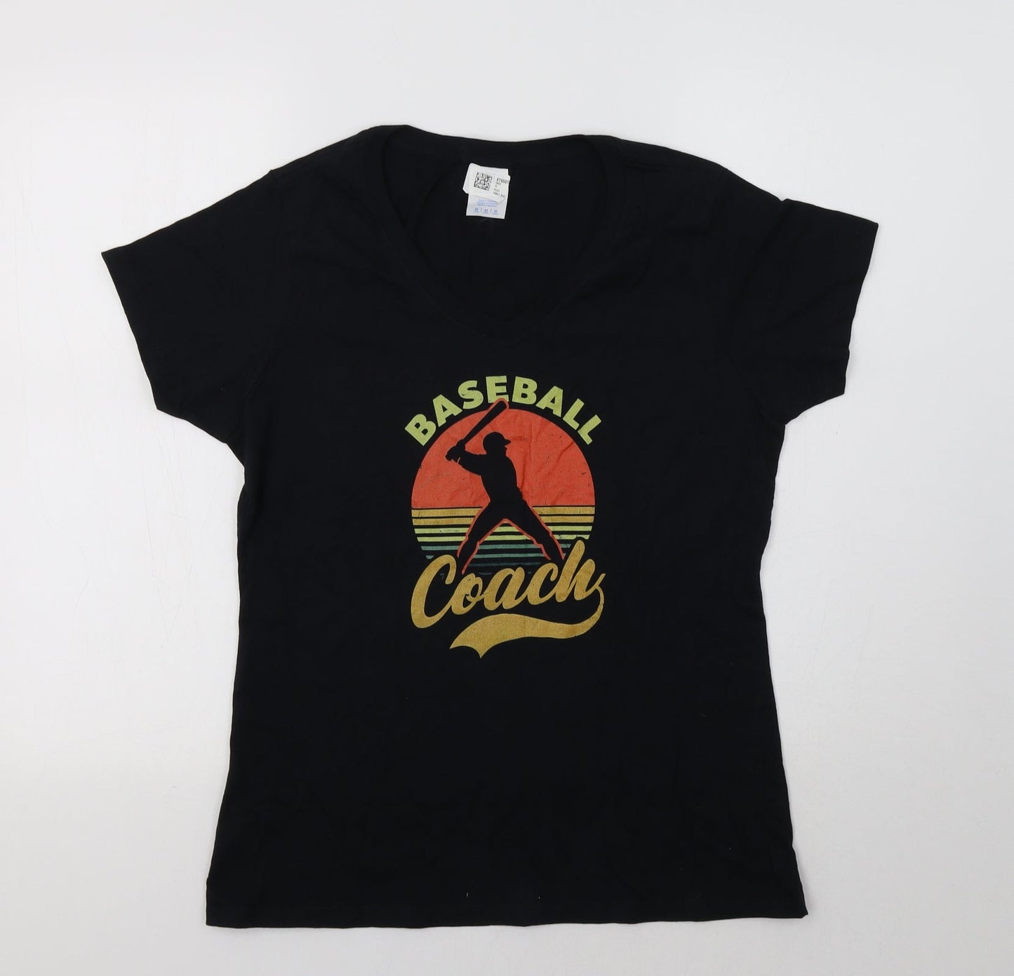 Womens UK Size M Gildan Black Basic T-Shirt