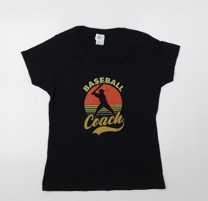 Womens UK Size M Gildan Black Basic T-Shirt