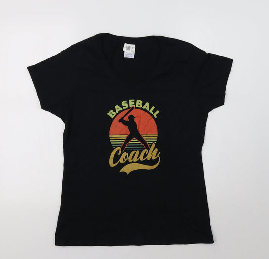 Womens UK Size M Gildan Black Basic T-Shirt