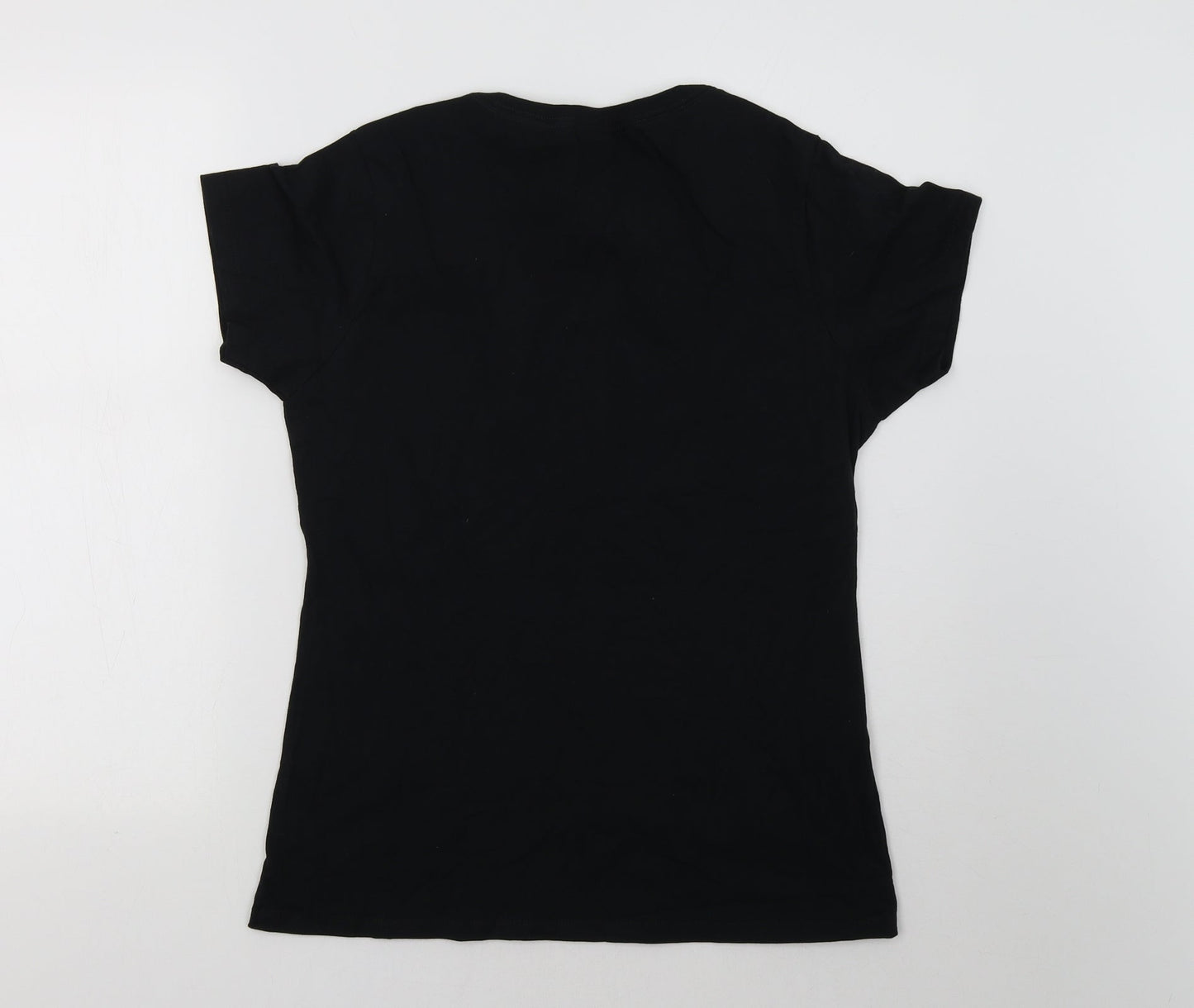 Womens UK Size M Gildan Black Basic T-Shirt