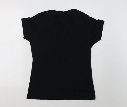 Womens UK Size M Gildan Black Basic T-Shirt