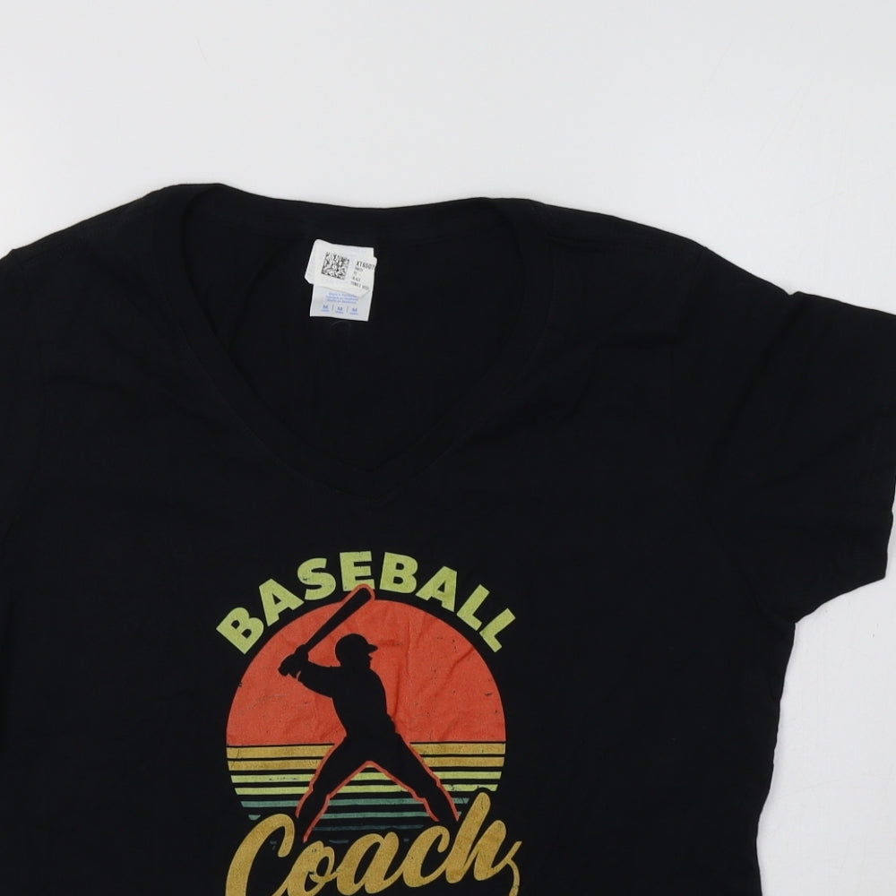 Womens UK Size M Gildan Black Basic T-Shirt
